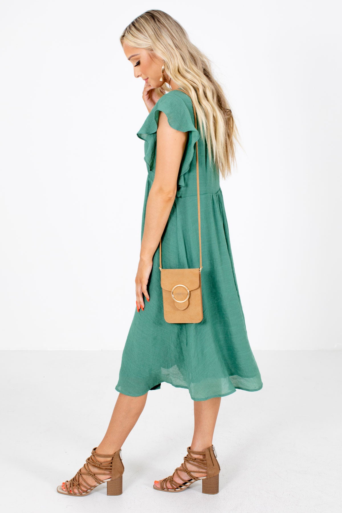 Green Fully Lined Boutique Midi Dresses for Women