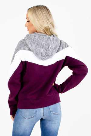Purple Drawstring Hood Boutique Hoodies for Women