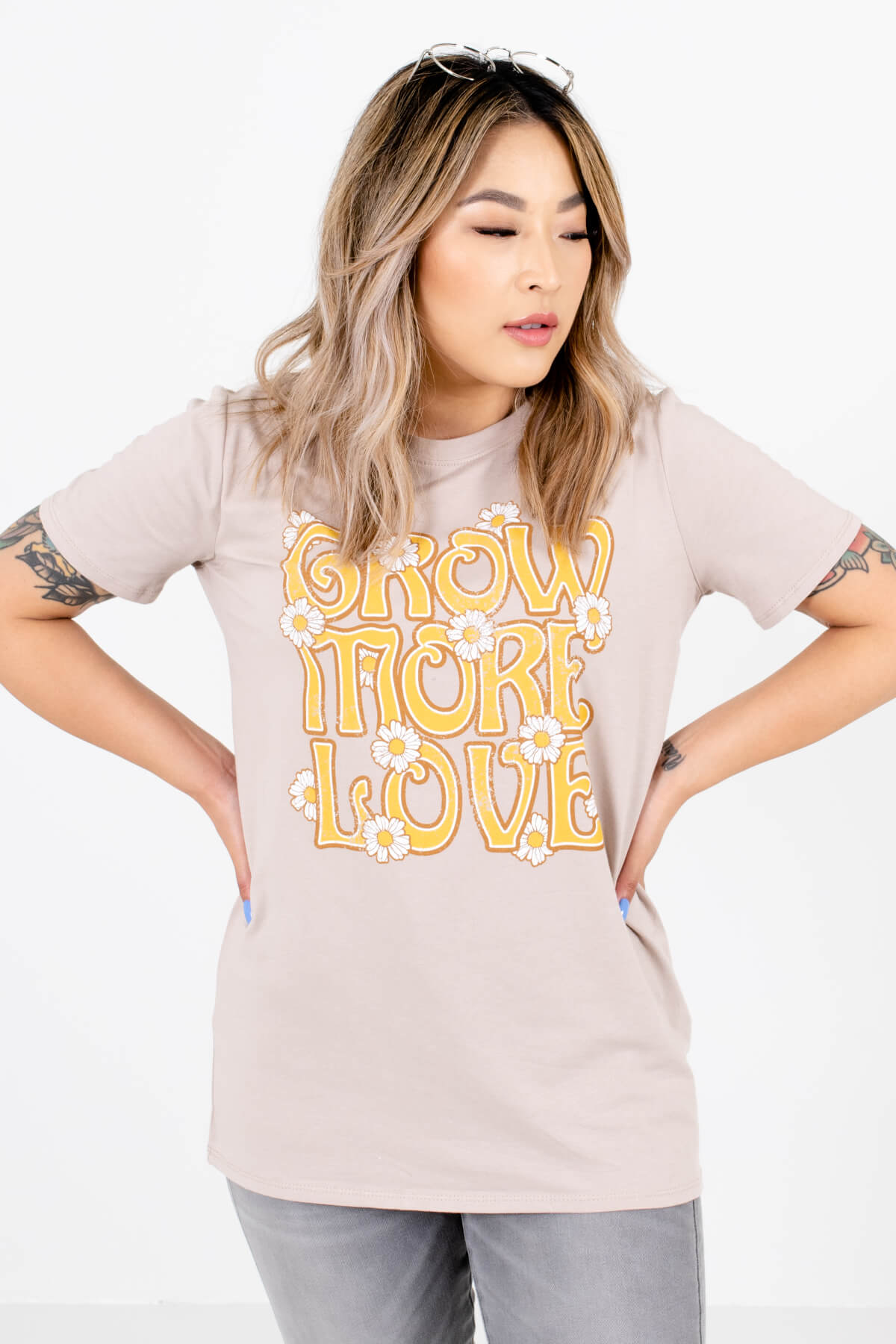 Women's Taupe Brown Casual Everyday Boutique T-Shirt