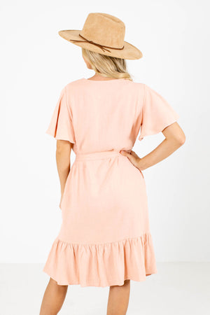 Boutique Knee-Length Dress in Pink Peach.