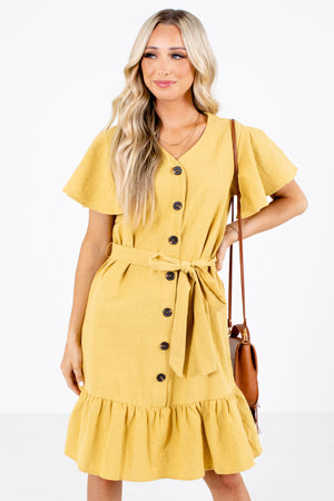 Yellow Cute and Comfortable Boutique Knee-Length Dresses for Women