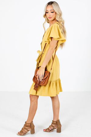 Yellow Casual Everyday Boutique Knee-Length Dresses