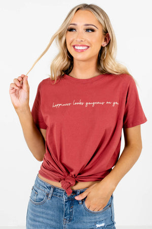 Women's Brick Red Casual Everyday Boutique T-Shirt