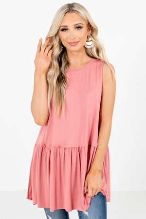 Pink Lightweight Material Boutique Tops for Women