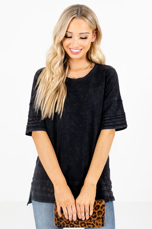 Women's Black Casual Everyday Boutique Tops