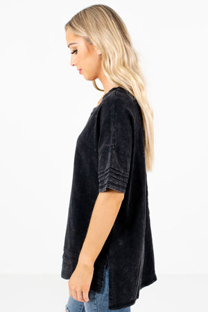 Black Relaxed Fit Boutique Tops for Women