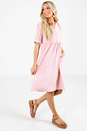 Women's Pink Casual Everyday Boutique Knee-Length Dress