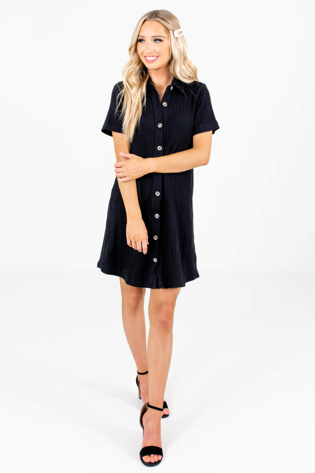 Women’s Black Short Sleeve Boutique Mini Dress