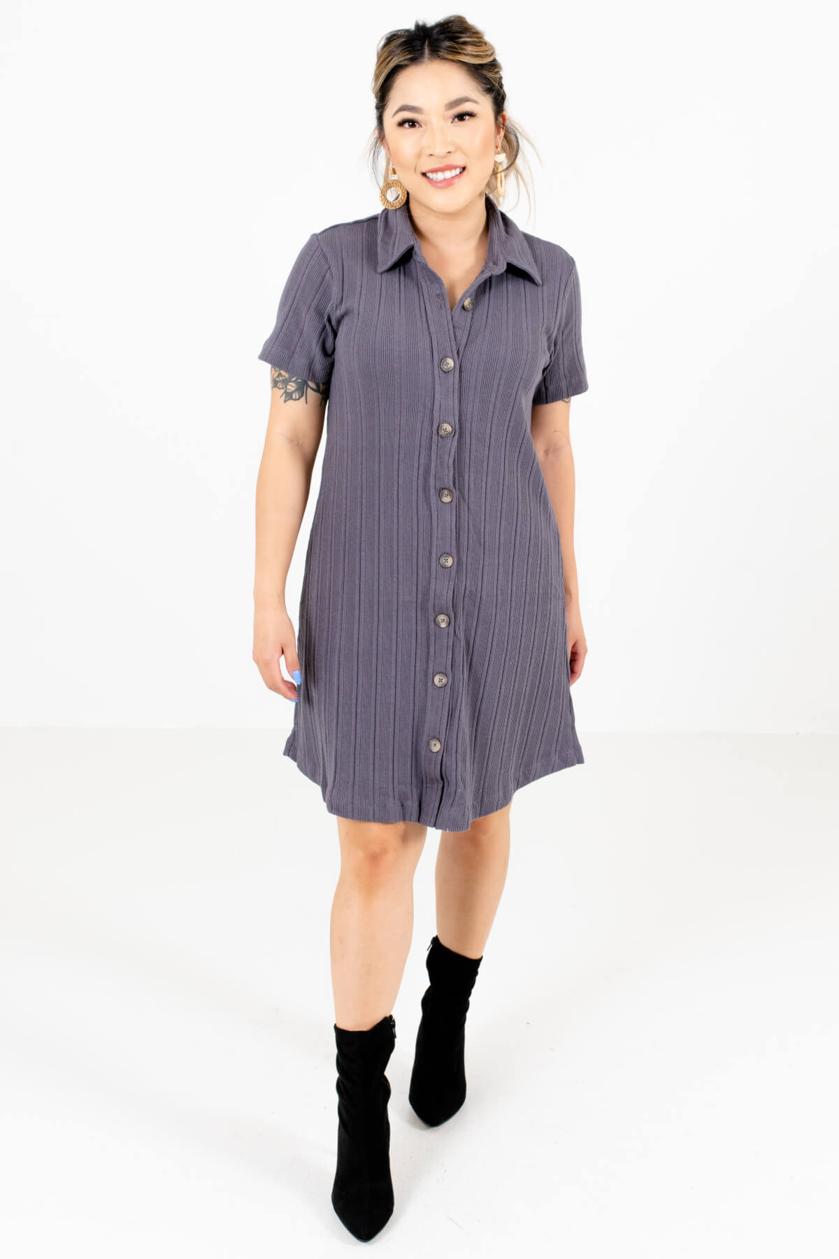 Slate Gray Date Night Boutique Mini Dresses for Women