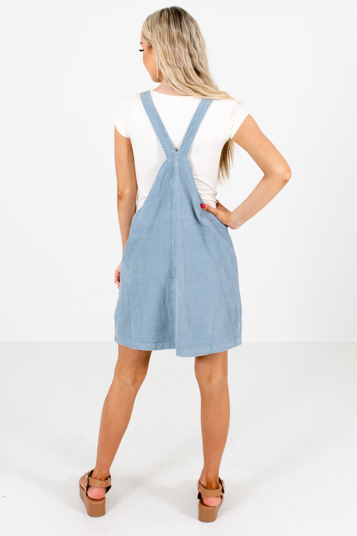 Women's Blue Adjustable Strap Boutique Mini Dress