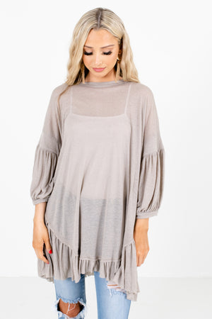 Gray Bishop Sleeve Boutique Tops for Women
