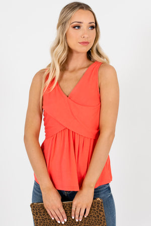 Coral Orange Wrap Tank Tops with Super Soft Stretchy Material