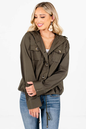 Women's Olive Green Boutique Outerwear