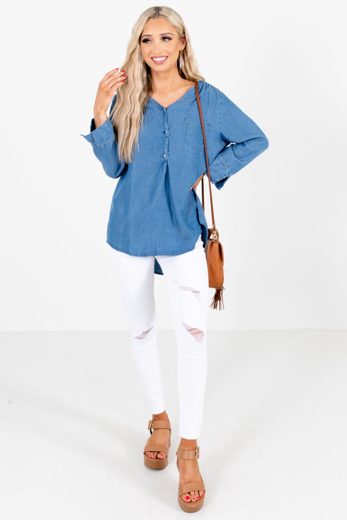 Blue Cute and Comfortable Boutique Blouses for Women