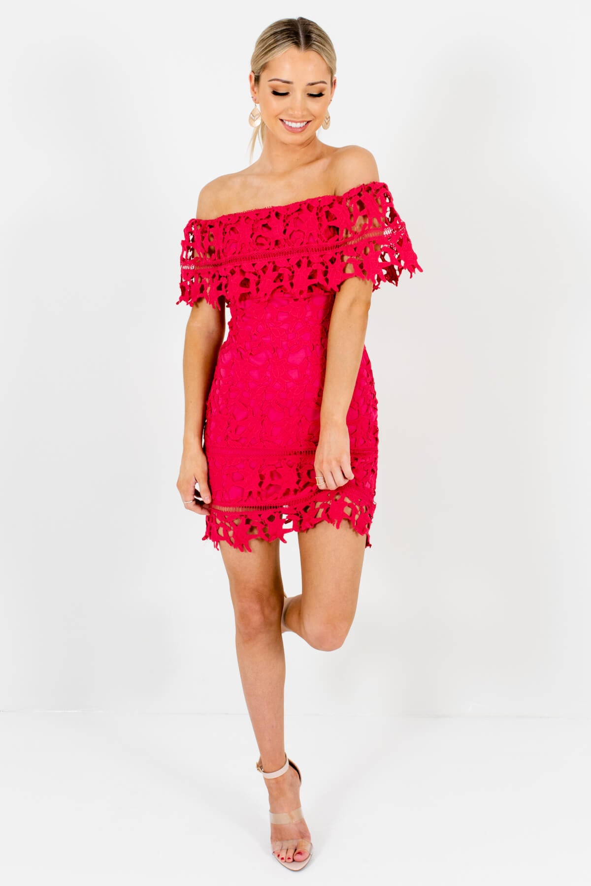 Women's Hot Pink Back Zipper Boutique Mini Dress