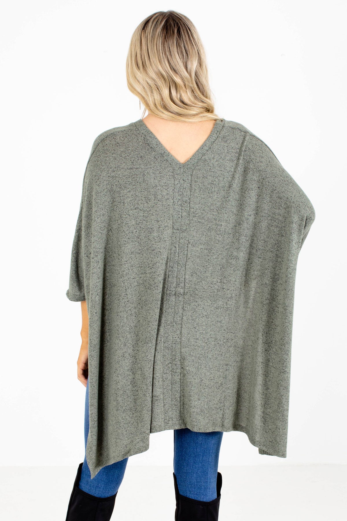 Boutique Light Sage Oversized Poncho Top for Women