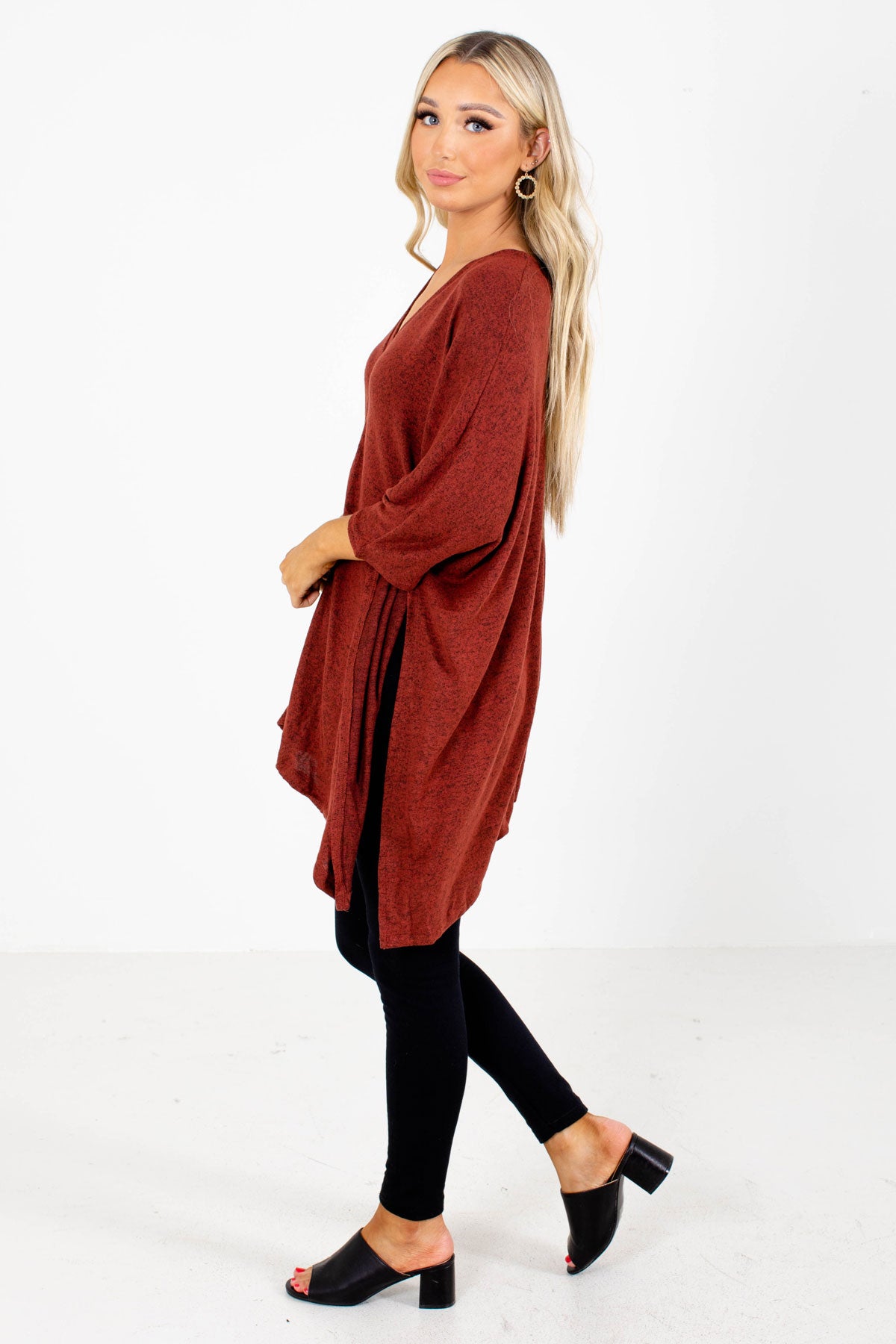 Heather Red Poncho Top for Women