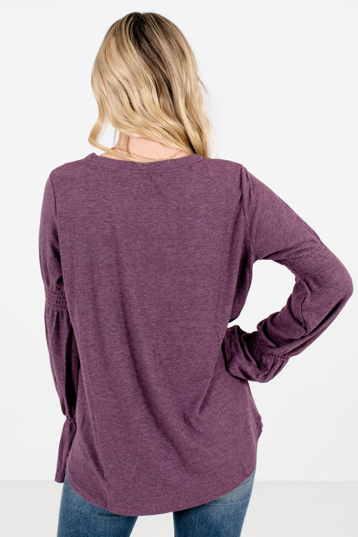 Women’s Purple Bell Sleeve Style Boutique Tops