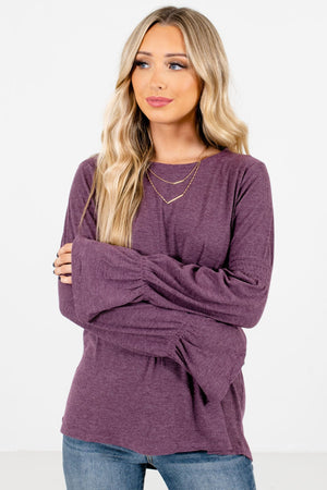 Women’s Purple Smocked Accented Boutique Tops
