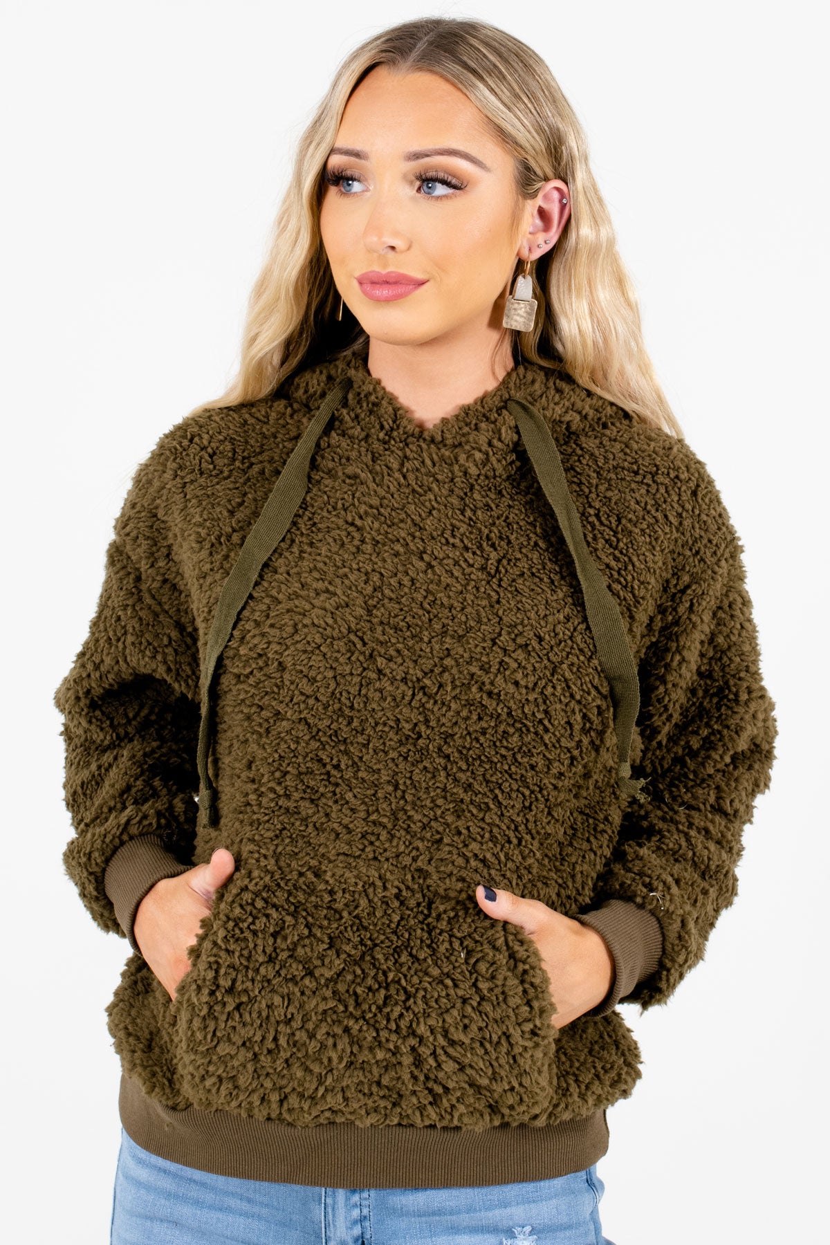 Tiny Teddy Fur Hoodie Khaki / L