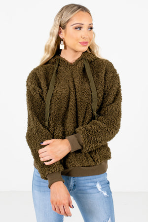 Olive Green Relaxed Fit Boutique Hoodies for women