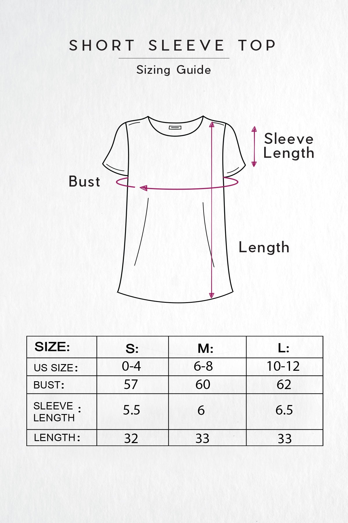 Short Sleeve Top Sizing Guide