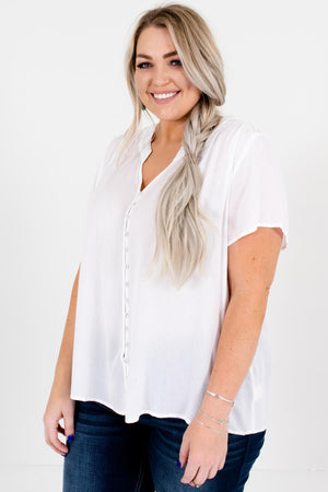 White Cute and Comfortable Boutique Plus Size Blouses for Women
