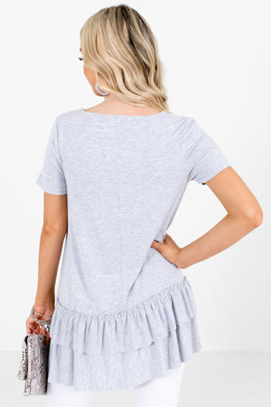 Women's Gray Casual Everyday Boutique Tops