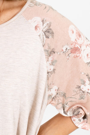 Women's Pink Floral Relaxed Fit Boutique Top
