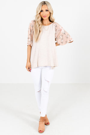 Pink and Beige Cute and Comfortable Boutique Tops for Women