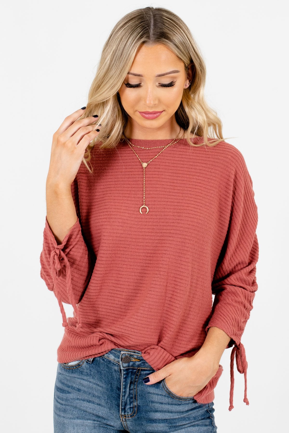 Women's Pink Warm and Cozy Boutique Tops