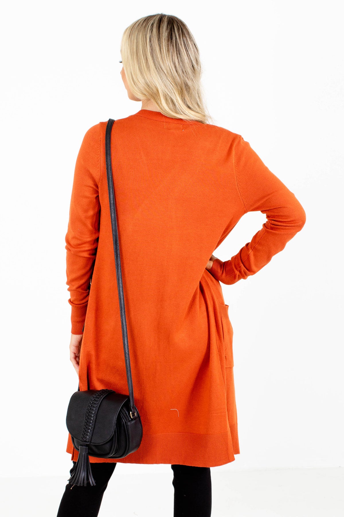 Women's Cardigan in Rust Orange