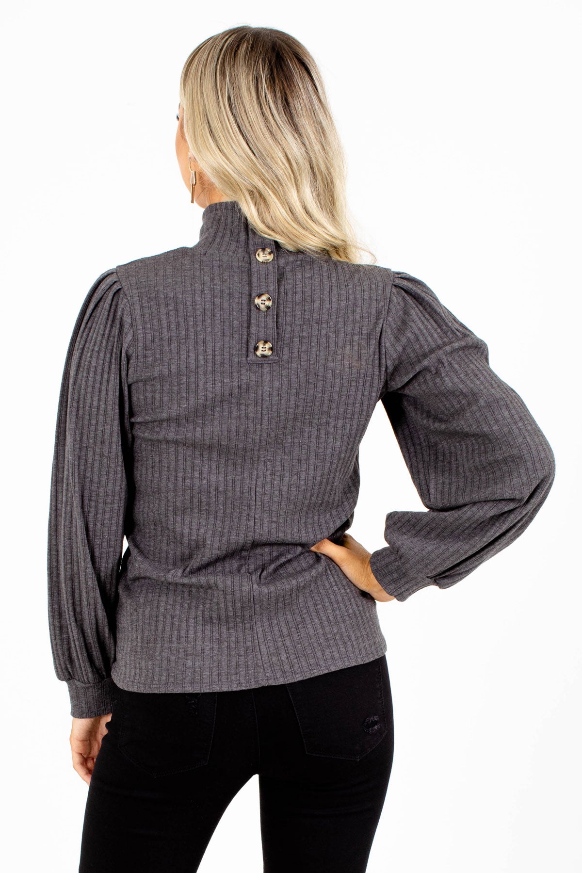 Ribbed Turtleneck with Buttons for Fall