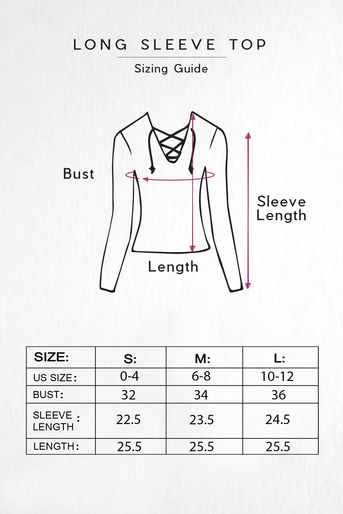 Long Sleeve Top Sizing Guide