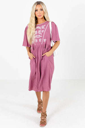 Pink Cute and Comfortable Boutique Midi Dresses for Women