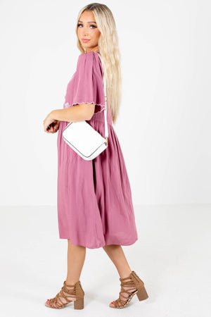 Pink Interior Lining Boutique Midi Dresses for Women