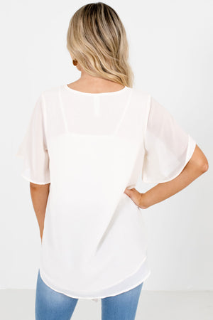 Boutique Semi-Sheer White Blouse for Women