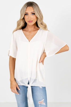 White Blouse with Tie Front