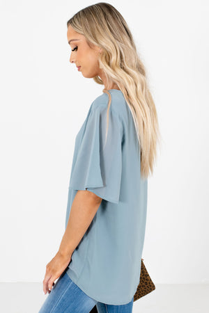 Green Short Sleeve Blouse for Women