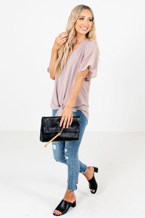 Mocha Brown High-Low Hem Boutique Blouses for Women