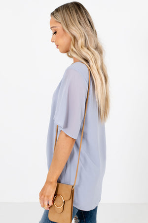 V Neck Blouse in Gray for Women