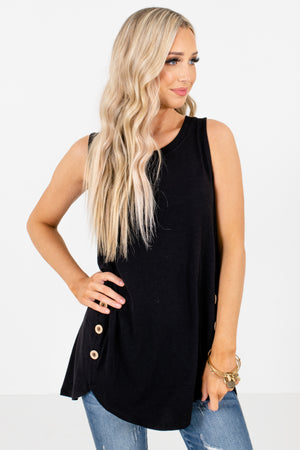 Black Stretchy Material Boutique Tank Tops for Women