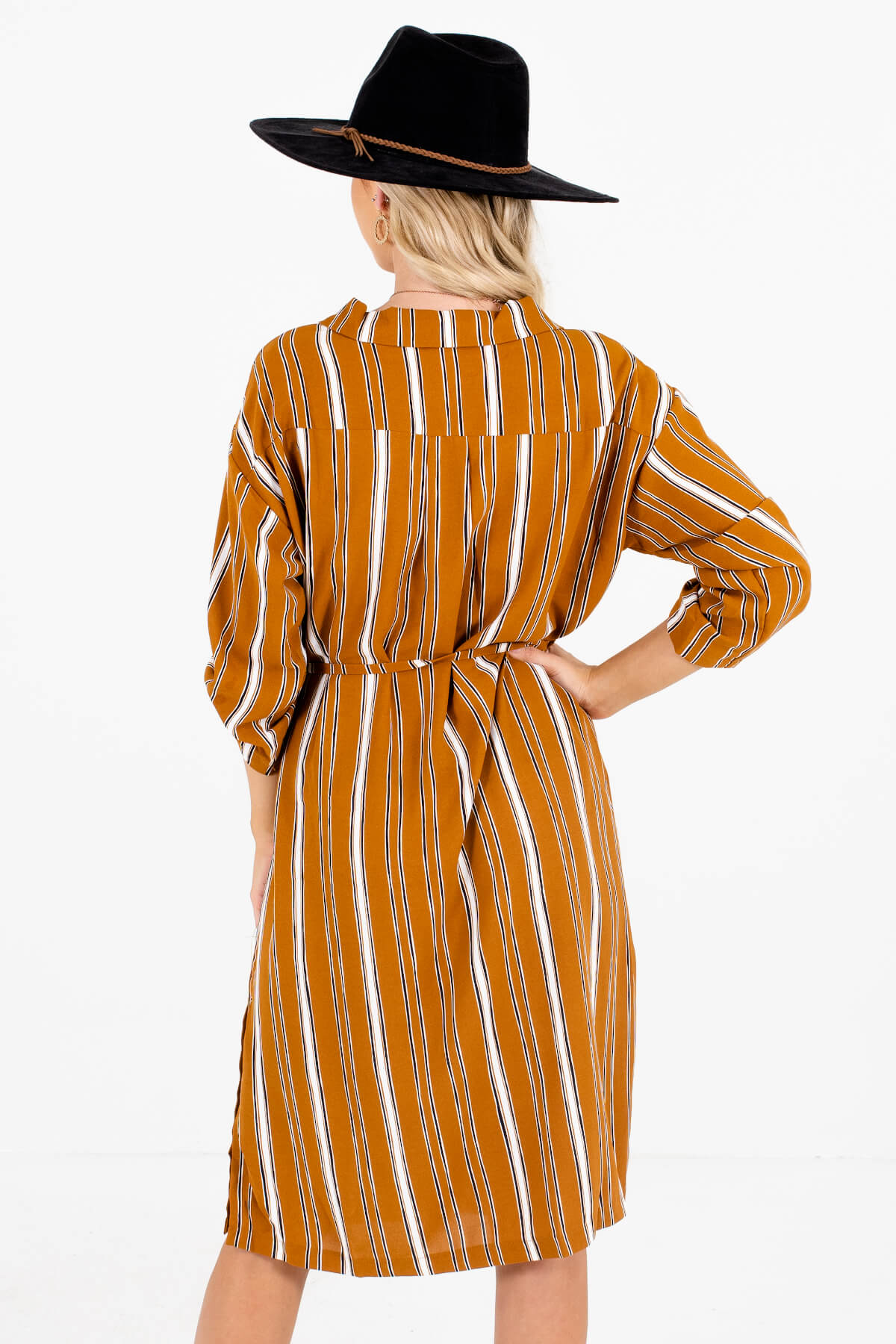 Women's Tawny Orange Button-Up Front Boutique Dress