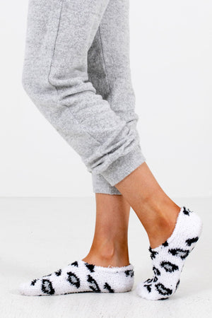 White Leopard Print Pattern Boutique Socks for Women