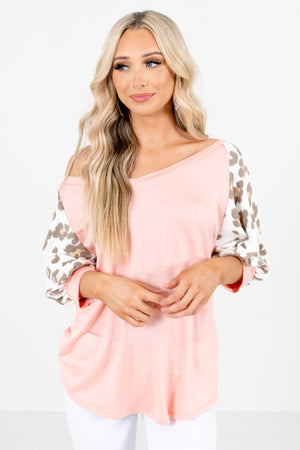 Pink Leopard Print Patterned Boutique Tops for Women