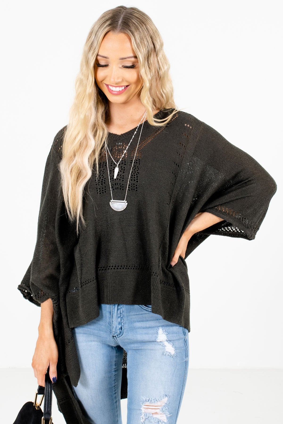 Women’s Charcoal Gray Warm and Cozy Boutique Poncho