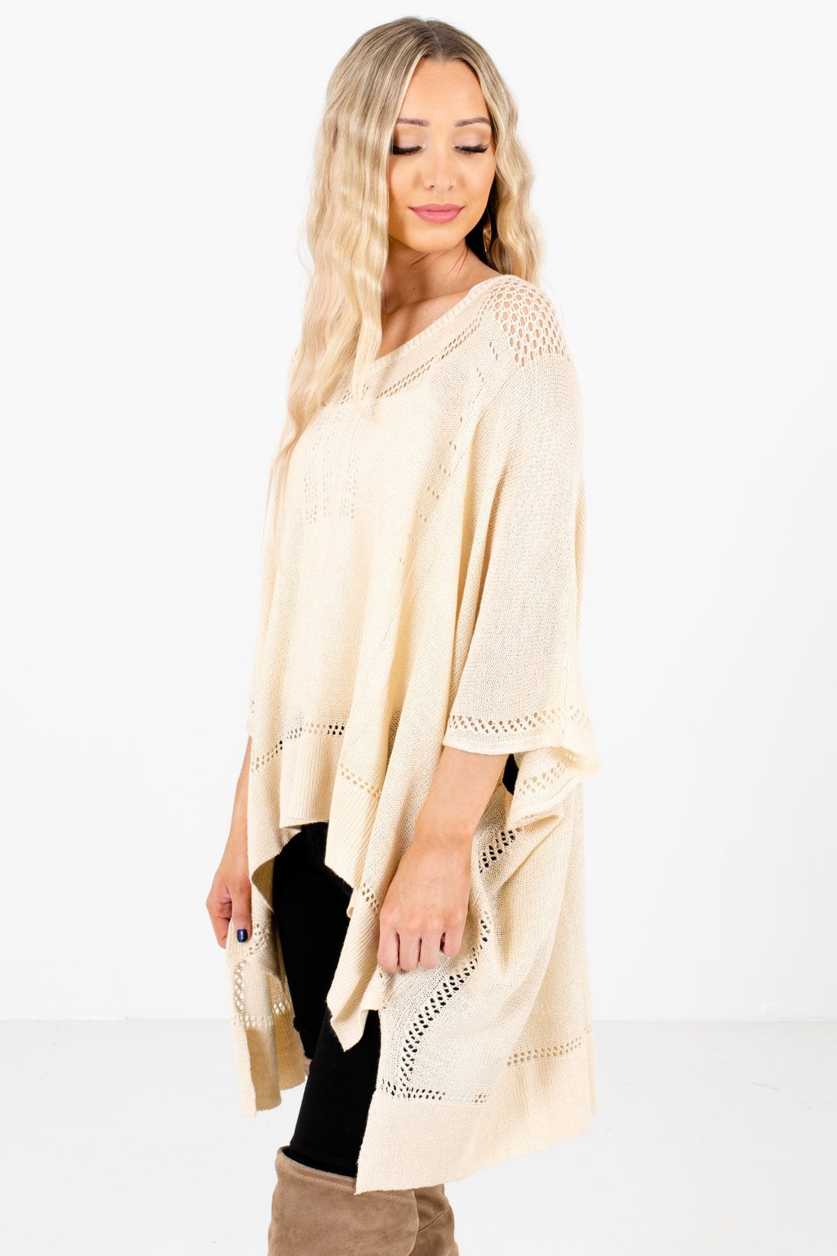 Cream Layering Boutique Ponchos for Women