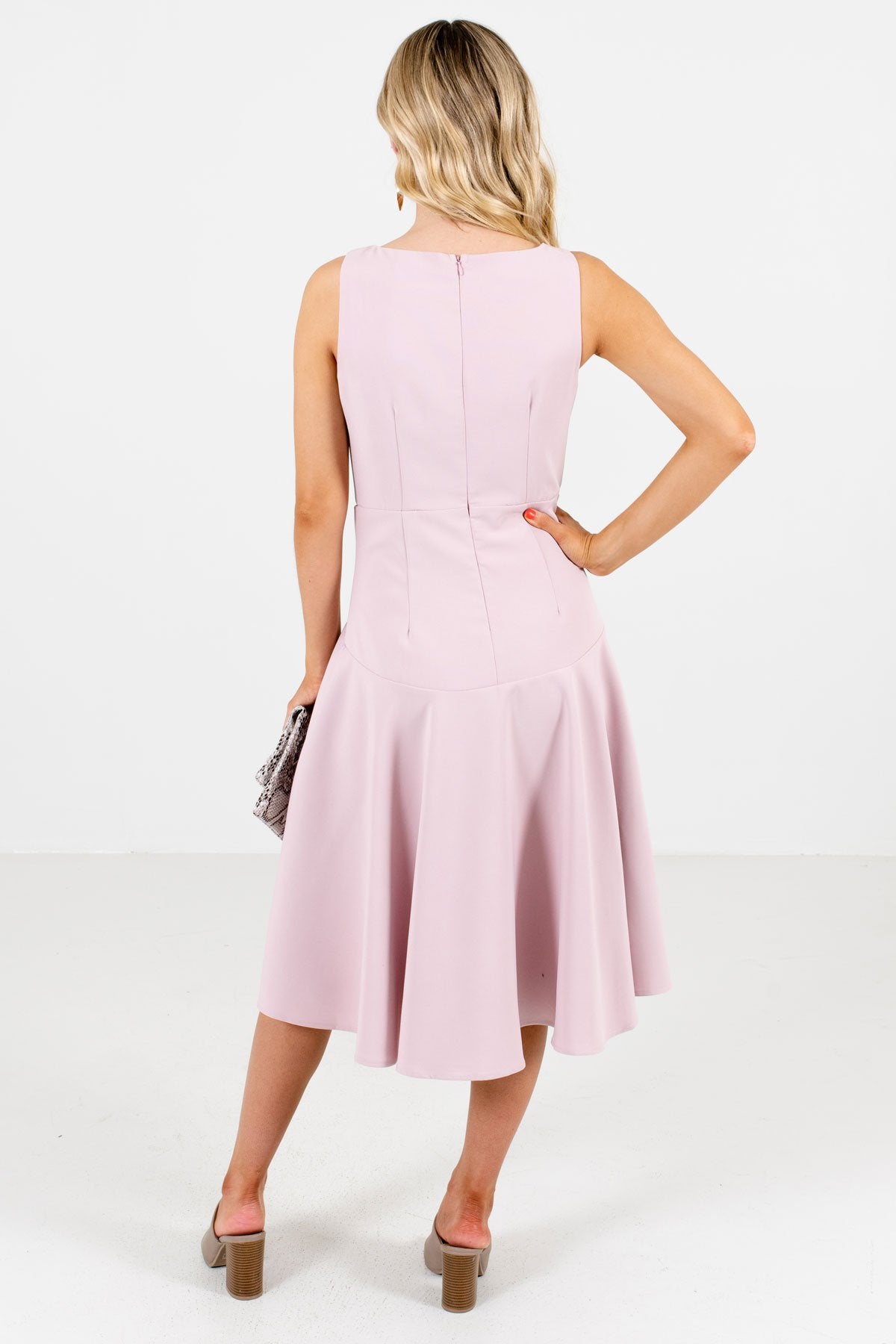 Women's Blush Pink Tank Style Boutique Knee-Length Dress