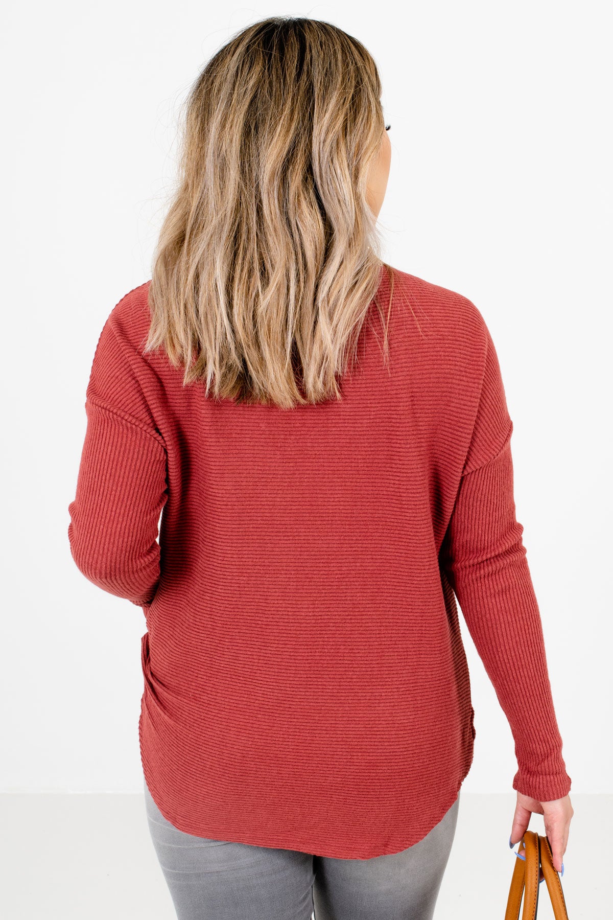 Women’s Brick Red Long Sleeve Boutique Sweater