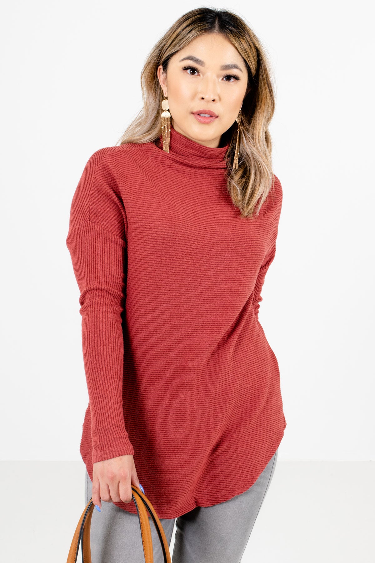 Women’s Brick Red Relaxed Fit Boutique Sweaters